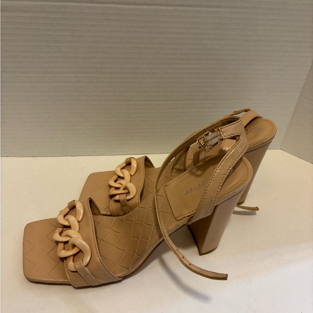 🔵Elegant Tan Block Heel Sandals - Picture 7 of 15